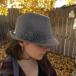 Gray Polyester Felt Hat